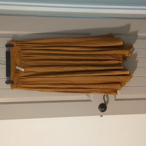 Anthropologie Golden Midi Silk Skirt